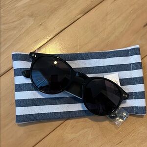 J. Crew Black Sunglasses with Striped Case